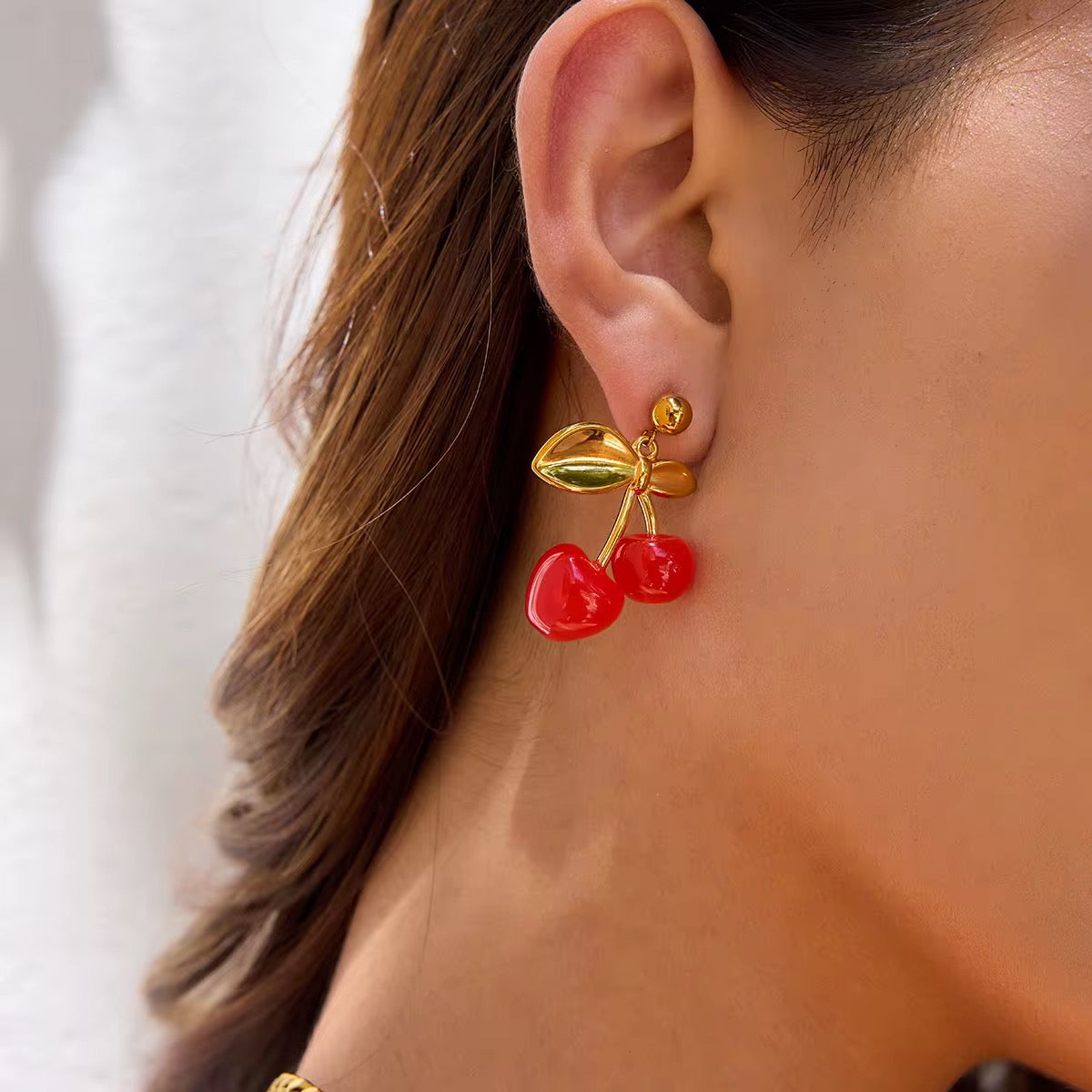 18K Oversized Statement Cherry Earrings
