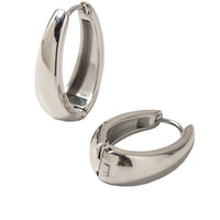 Silver Geometric Oval Medium Hoops