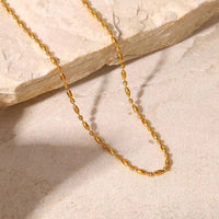 18K Dainty Oval Bead Chain