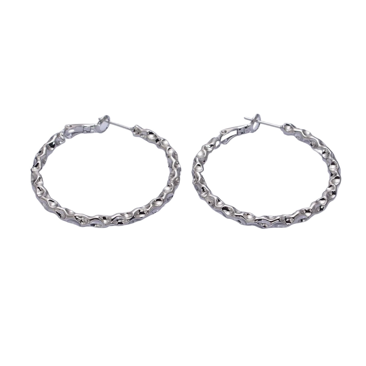 White Gold Filled Thin Textured Hoops