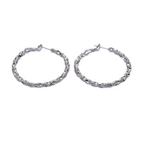 White Gold Filled Thin Textured Hoops