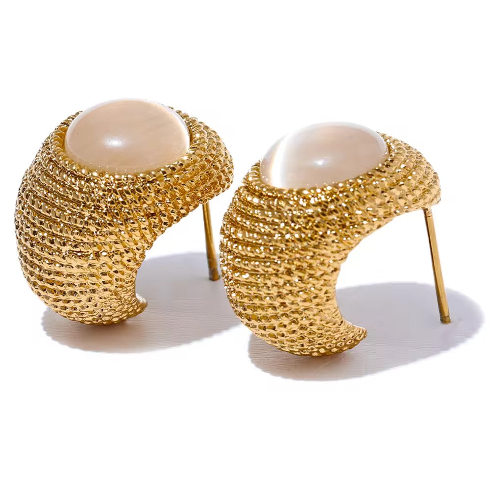 18K Vintage Snail Statement Earrings