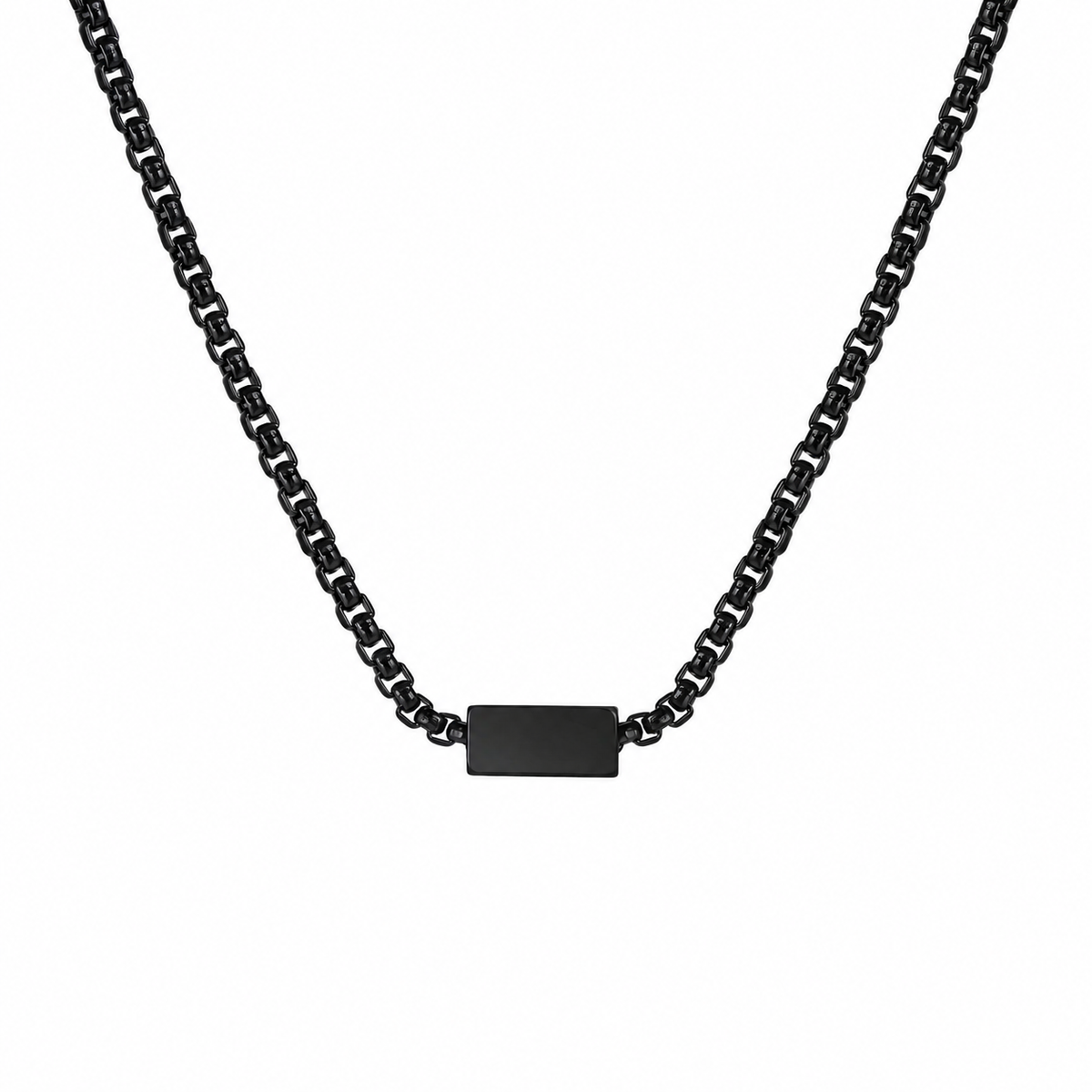 Rectangle Tag Necklace - Black