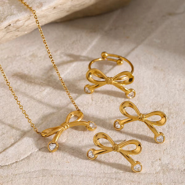 18K Bow CZ Studs