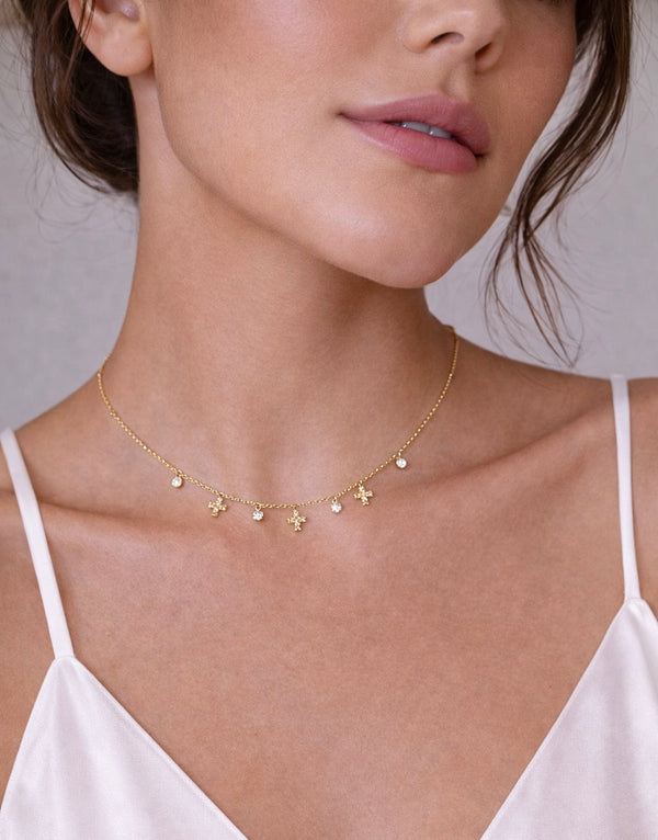 18K Dainty Cross Charm Necklace