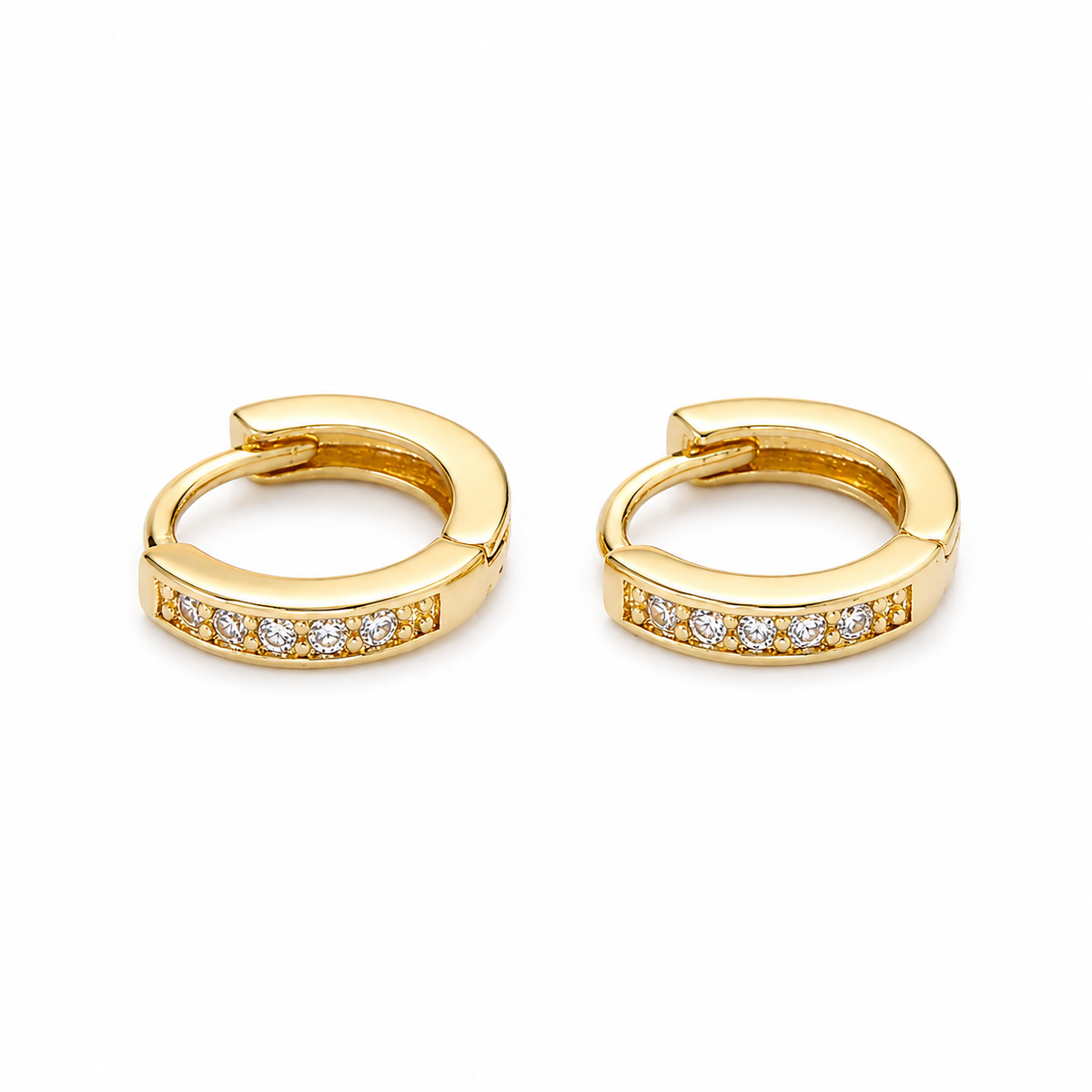 18K 9mm CZ Lined Huggies