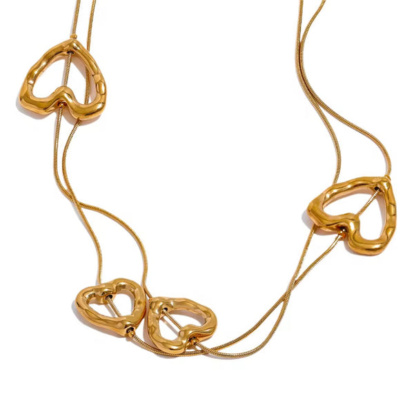 18K Dainty Heart Long Necklace