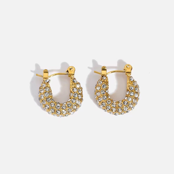18K Pave Zirconia Hoops