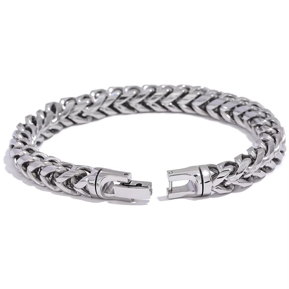 Silver Round Cuban Men’s Bracelet