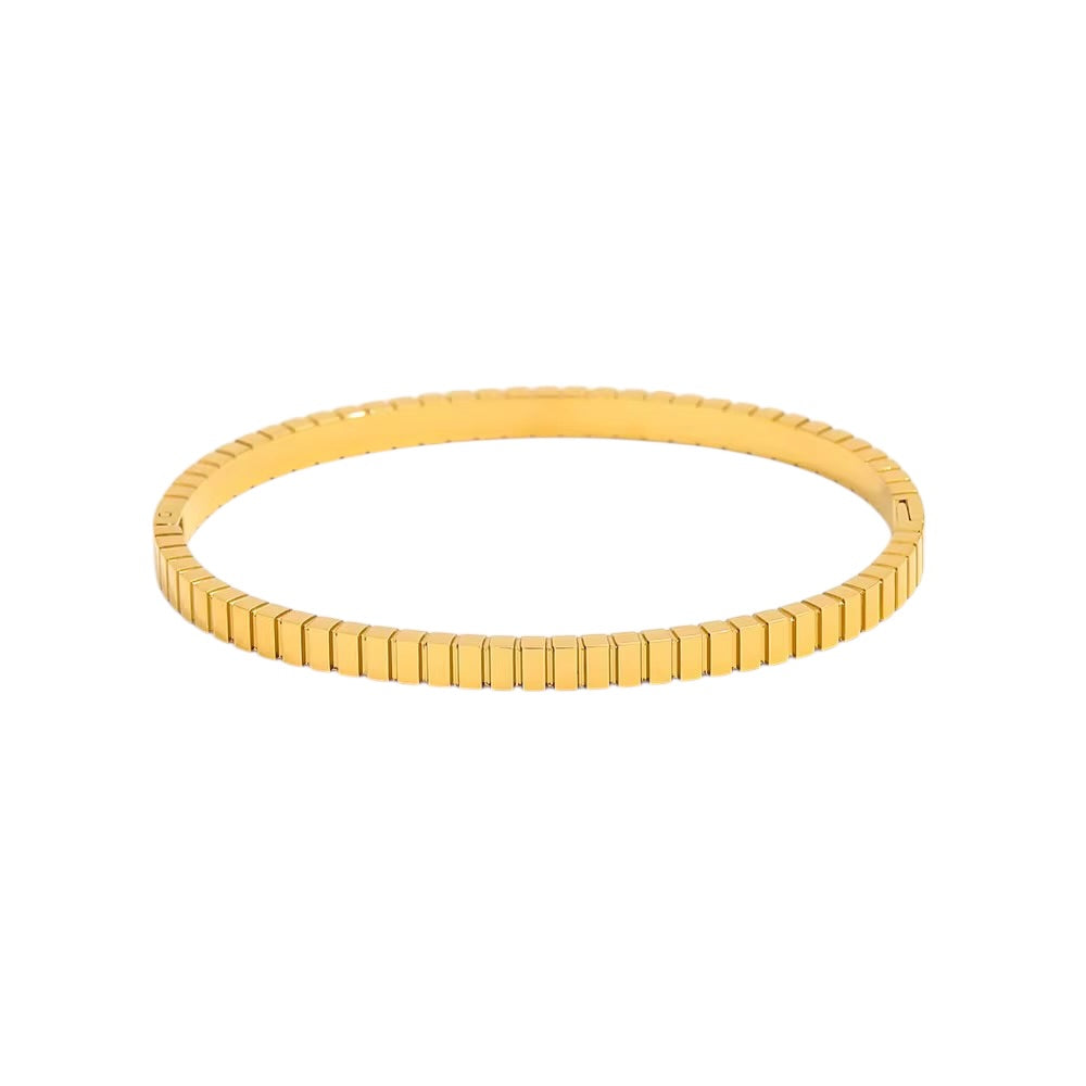 18K Stripe Thin Bangle