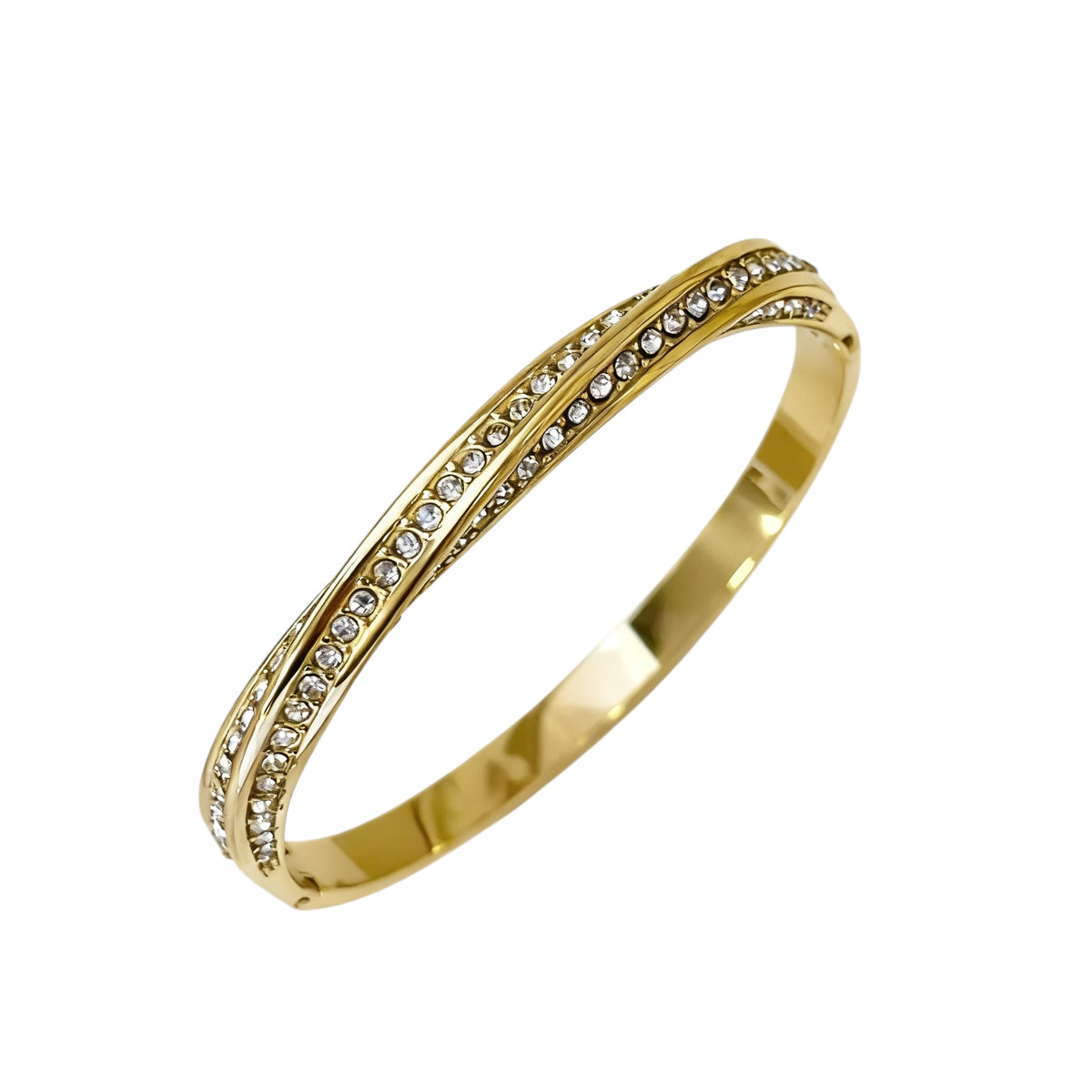 18K Swirl Studded Bangle