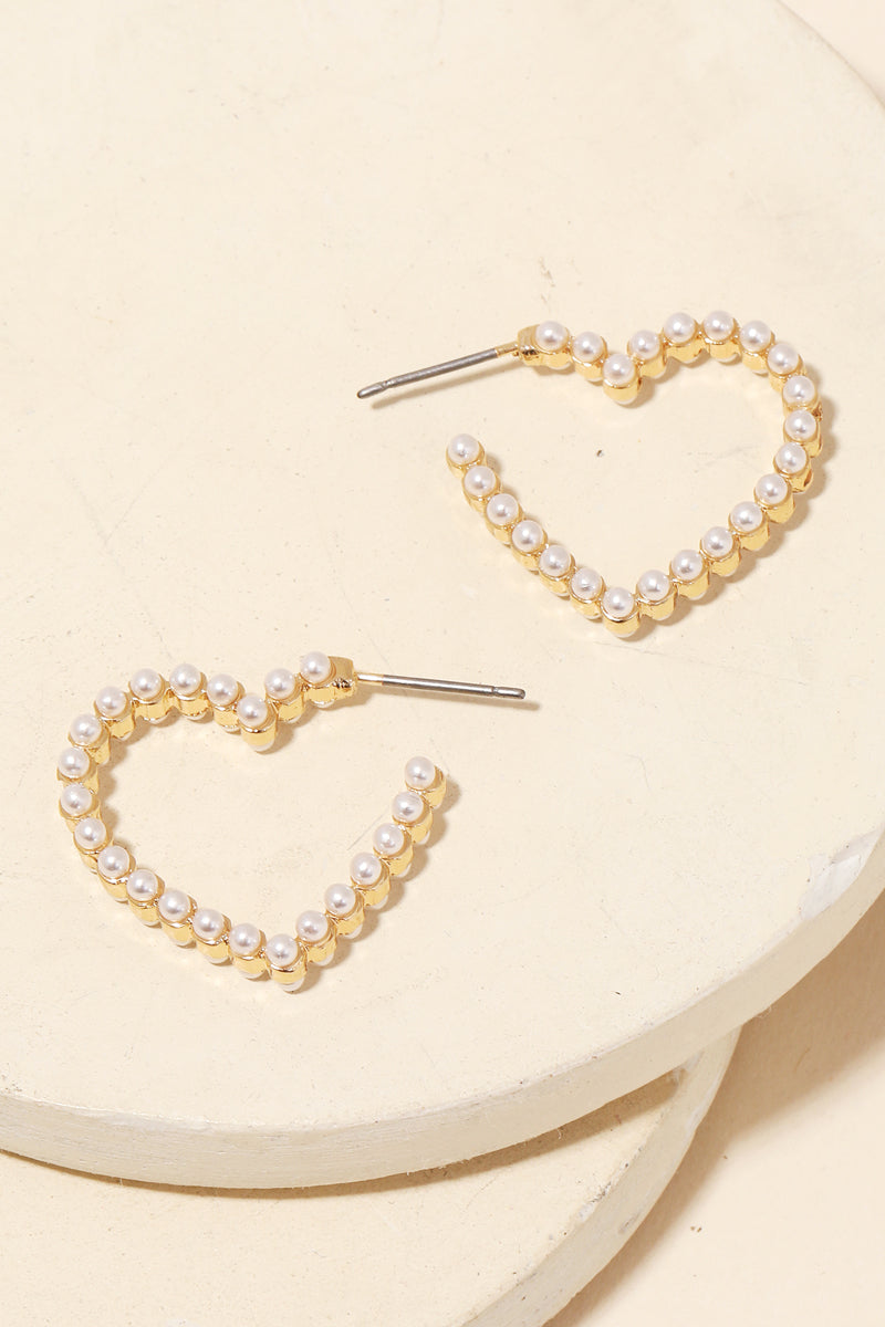 Pearl Open Heart Hoop Earrings