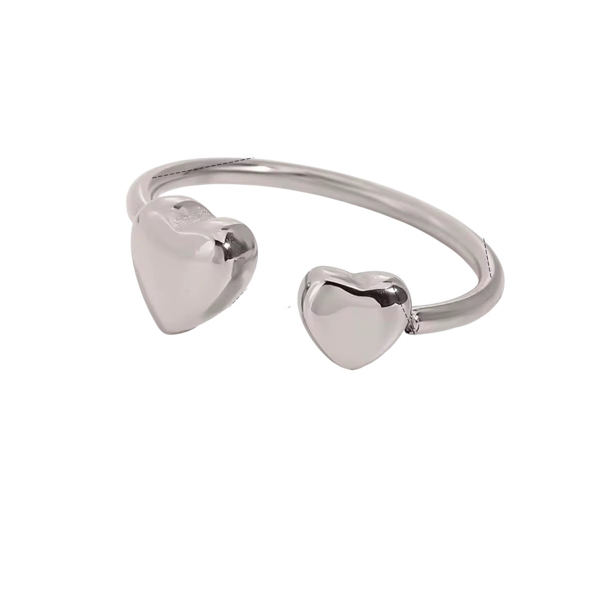 Silver Solid Hearts Adjustable Ring