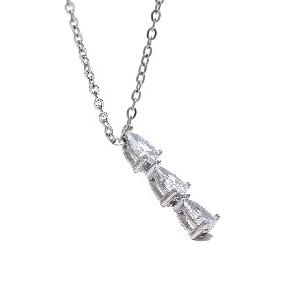 Silver Teardrop Bar Dainty Necklace