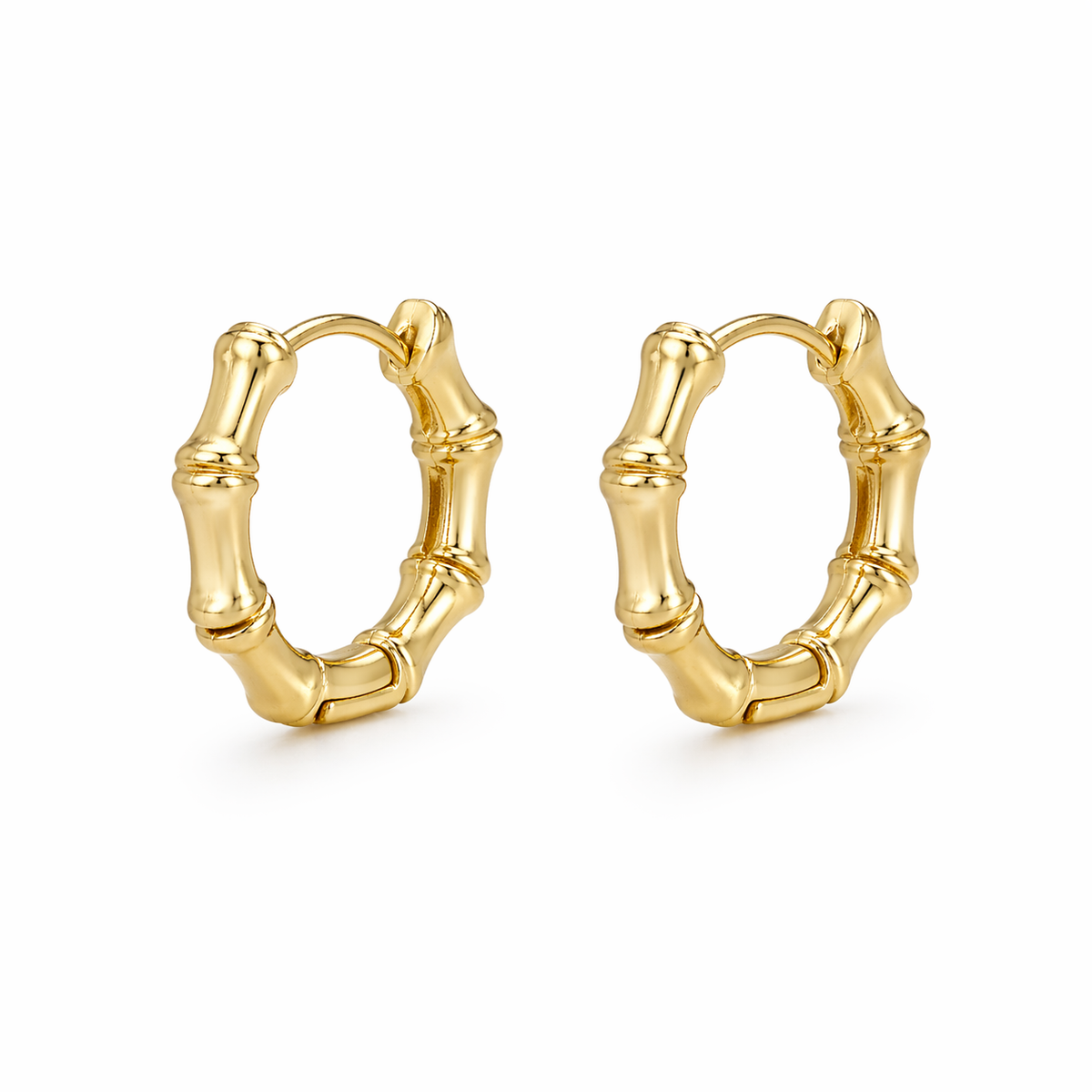 14K Bamboo Edge 14mm Huggie