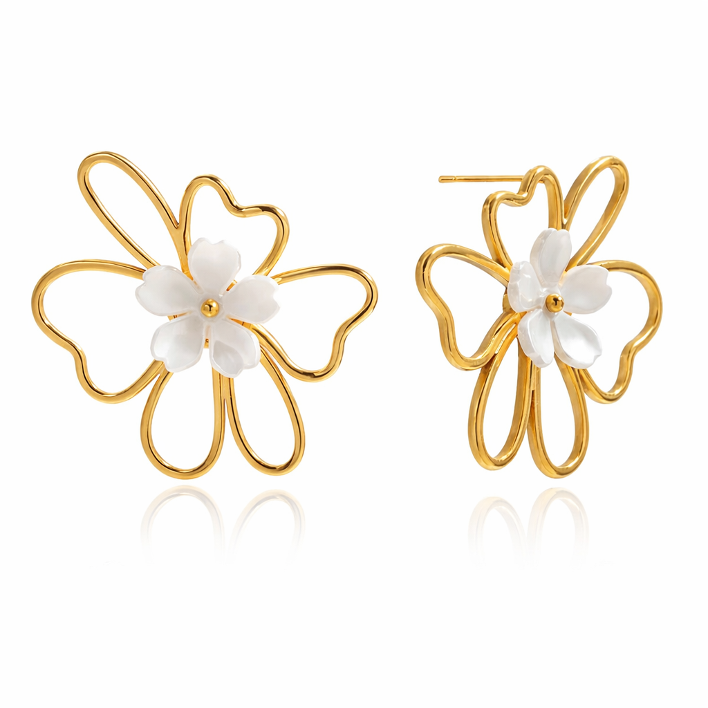 18K Flower Wire Statement Studs