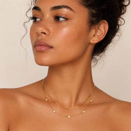 18K Dainty Stars CZ Necklace