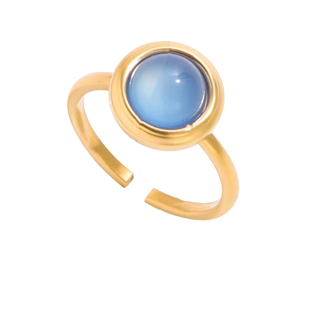 18K Blue Cat Eye Open Ring