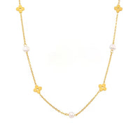 18K Lana Pearl Clover Necklace