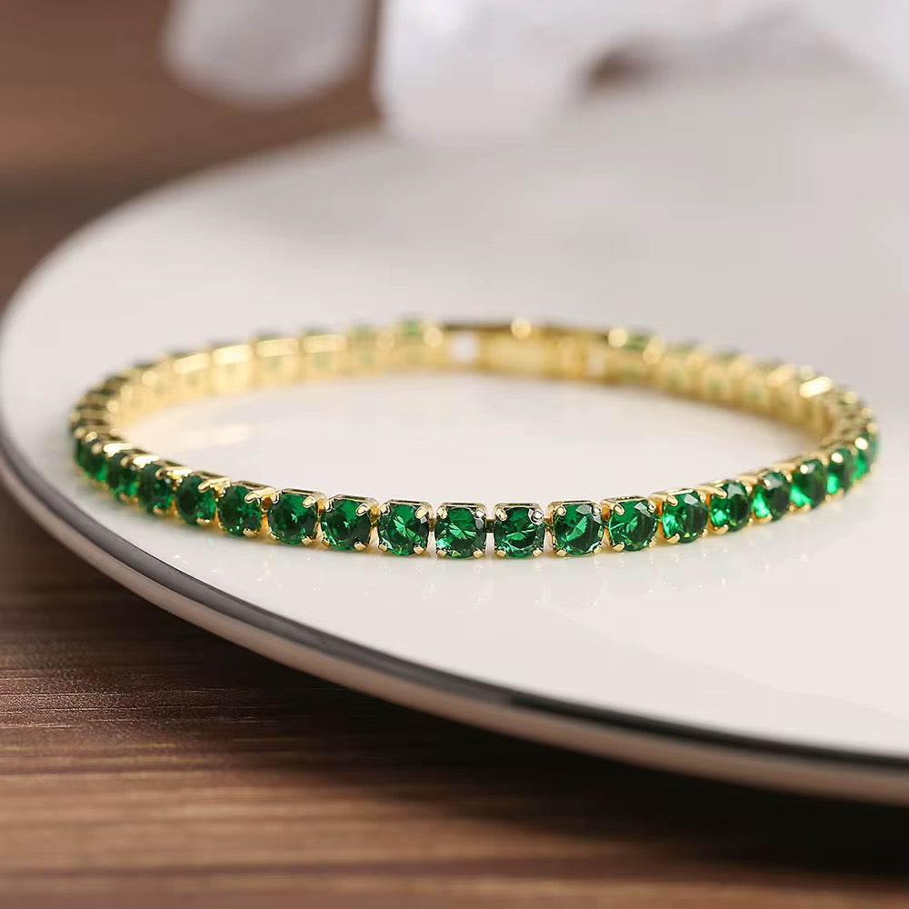 18K Emerald Tennis CZ Bracelet