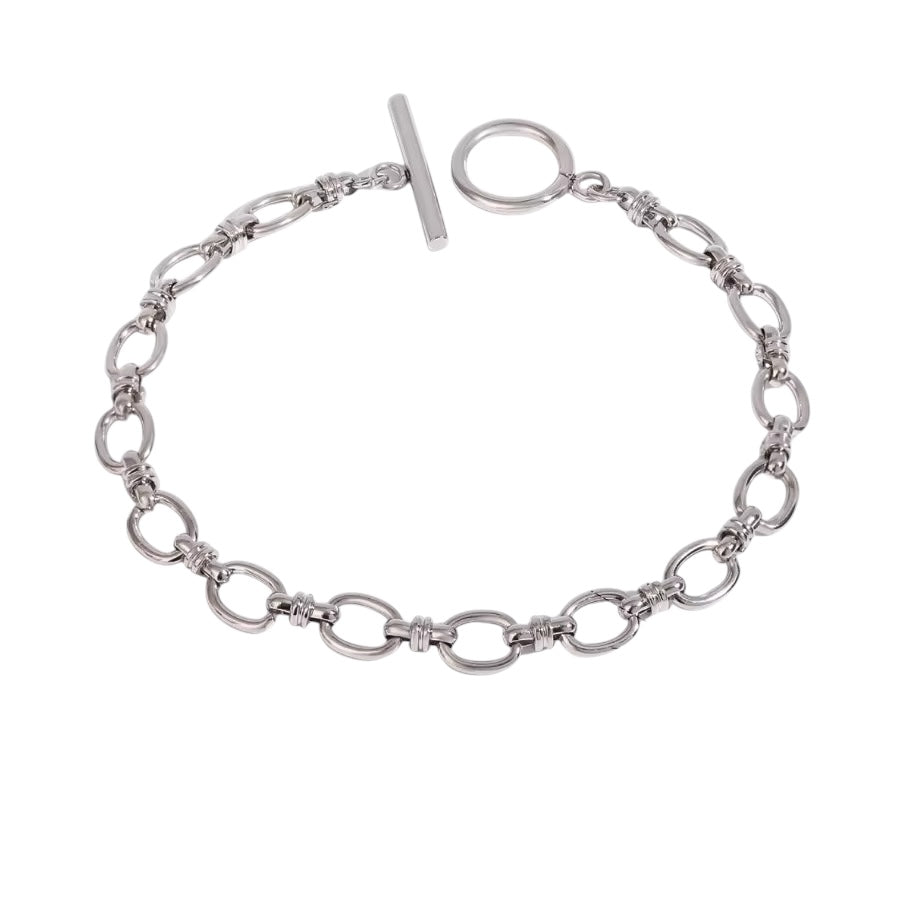 Silver Oval Links Toggle Bracelet