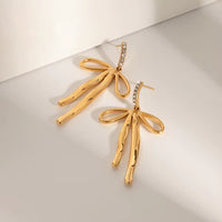 18K Bow Drop Statement Earrings