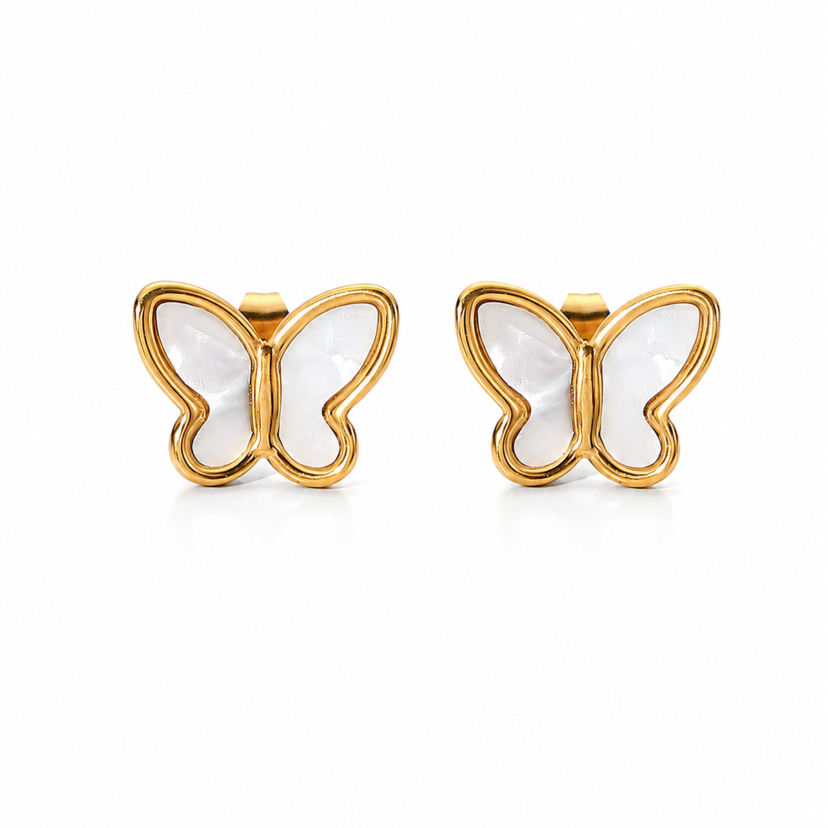 18K Mother of Pearl Butterfly Studs