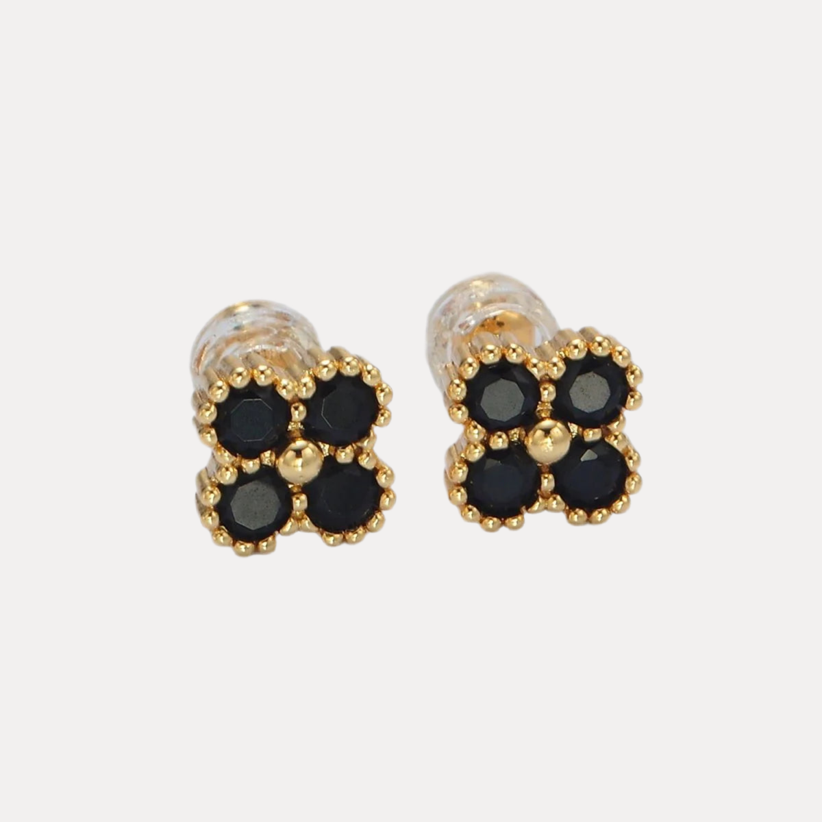 Clover Flower Studs in 24K Gold-Filled with Cubic Zirconia