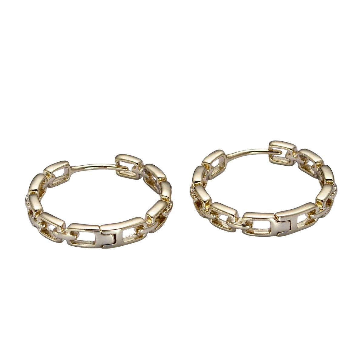 14K Gold Filled Cable Chain Link Huggie Hoop Earrings