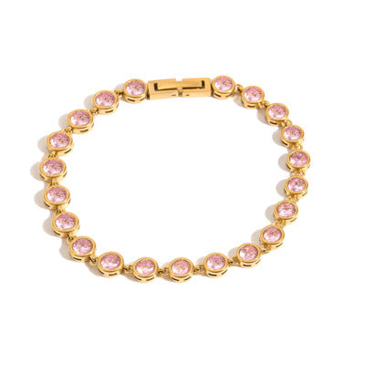 18K Pink Round Bezel Bracelet