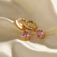 18K Zircon Water Drop Pendant Earrings