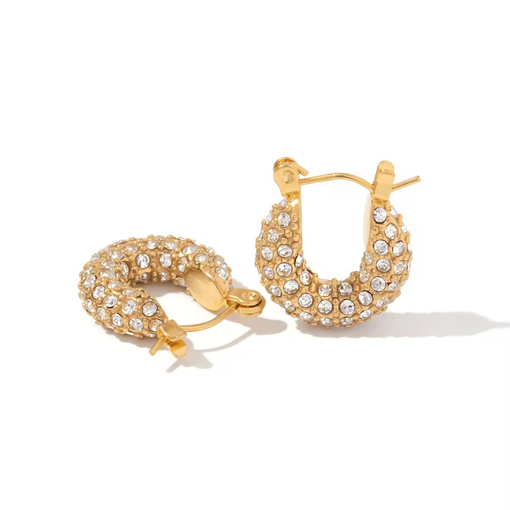 18K Pave Zirconia Mini Hoops