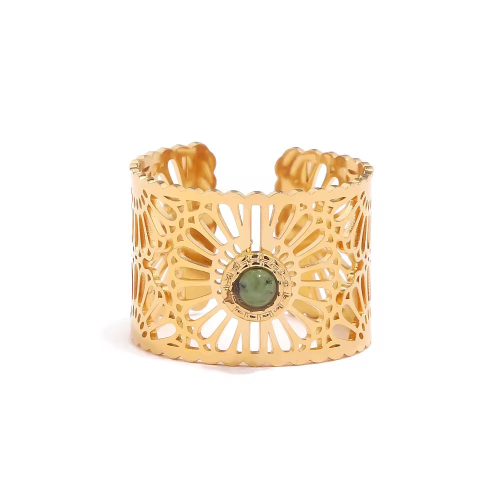 18K Vintage Stone Open Ring