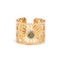 18K Vintage Stone Open Ring