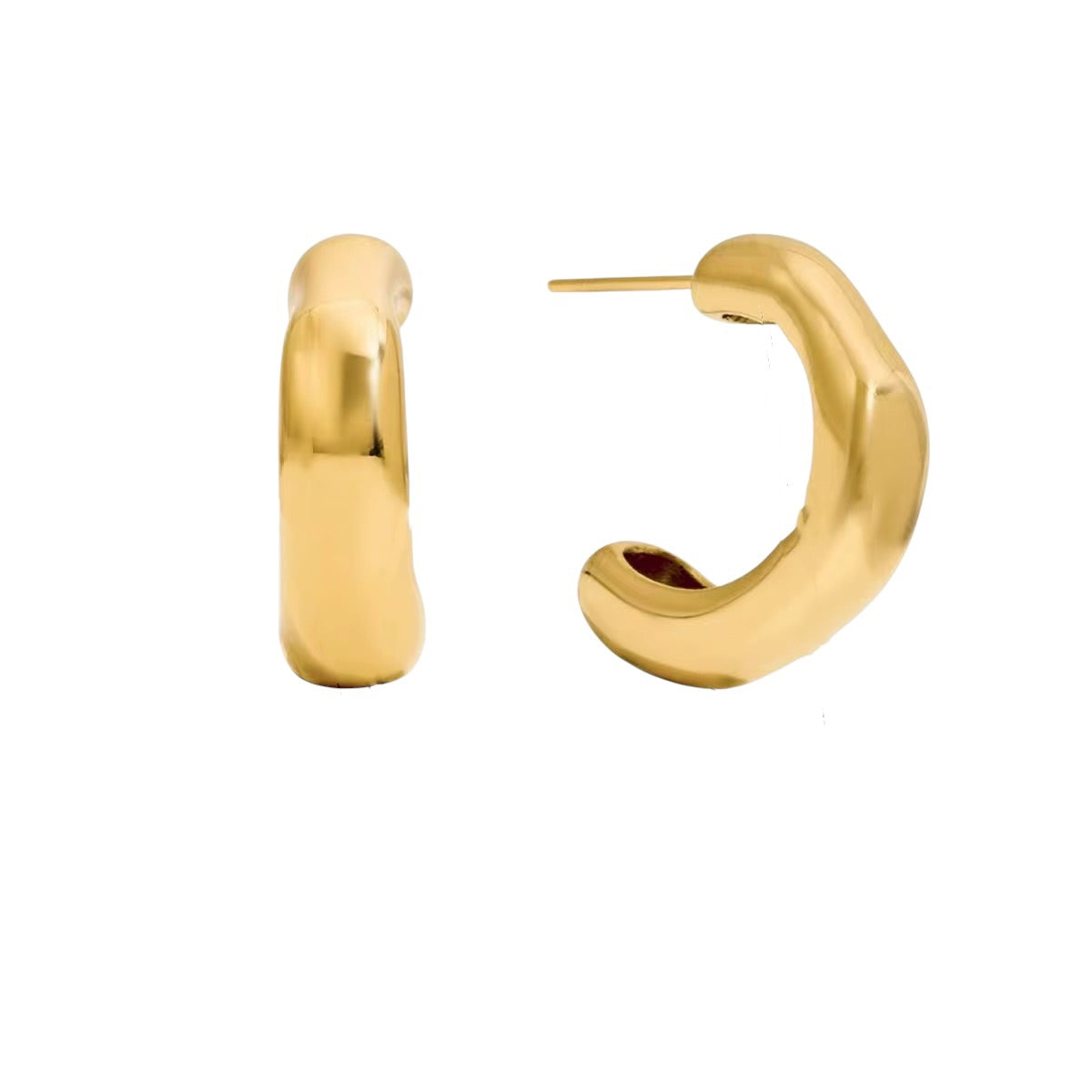 18K Moon C Chunk Hoops