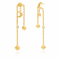 18K Moon Dangle Earrings