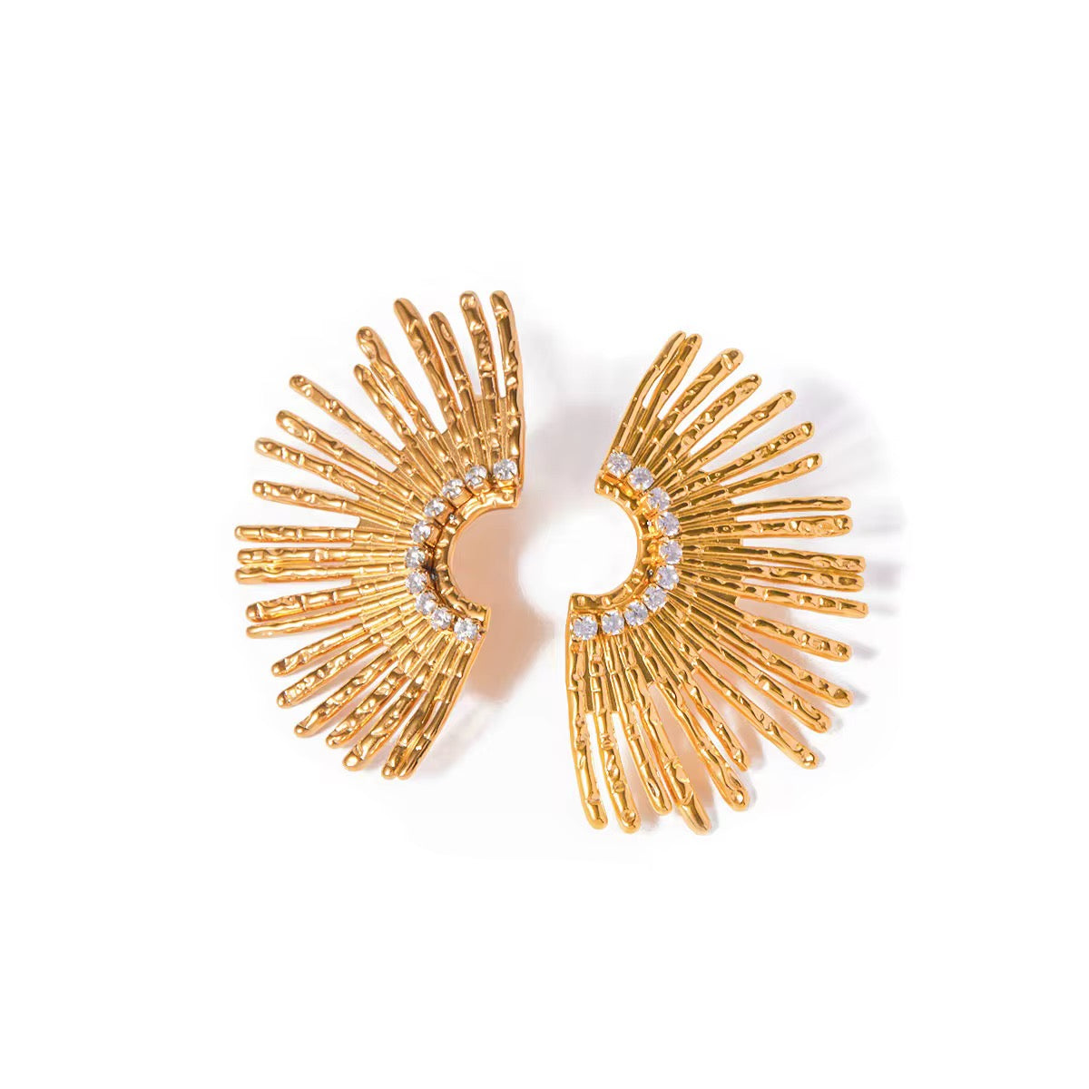 18K Sun Ray Statement Earrings