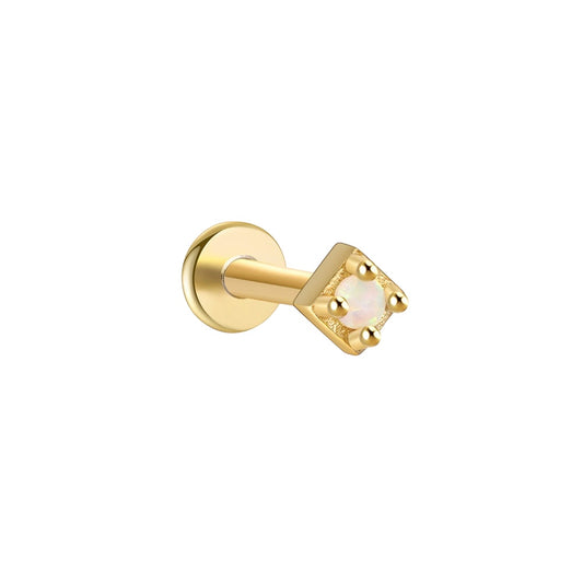 18K Vermeil Mini Diamond Round Flat Back Studs (Single)