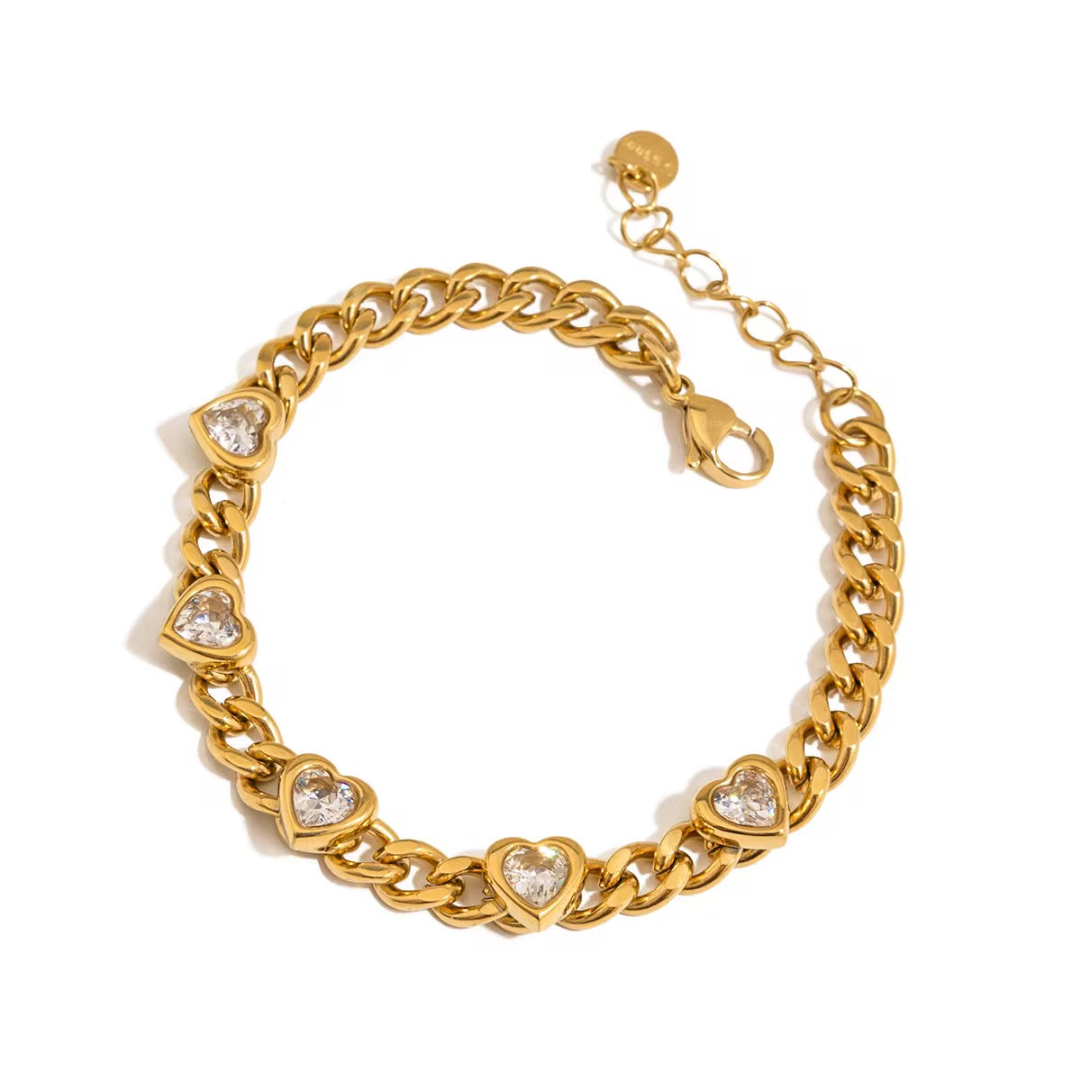 18K Cuban Hearts Bracelet
