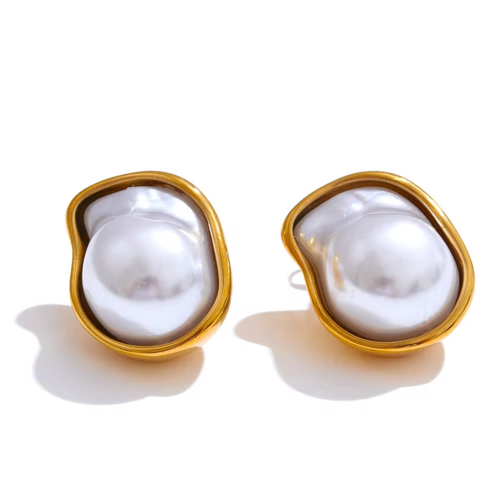 18K Baroque Pearl Statement Studs