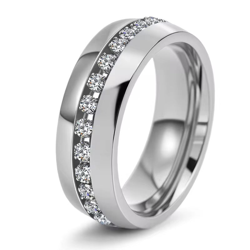 Silver Single CZ Lined Ring