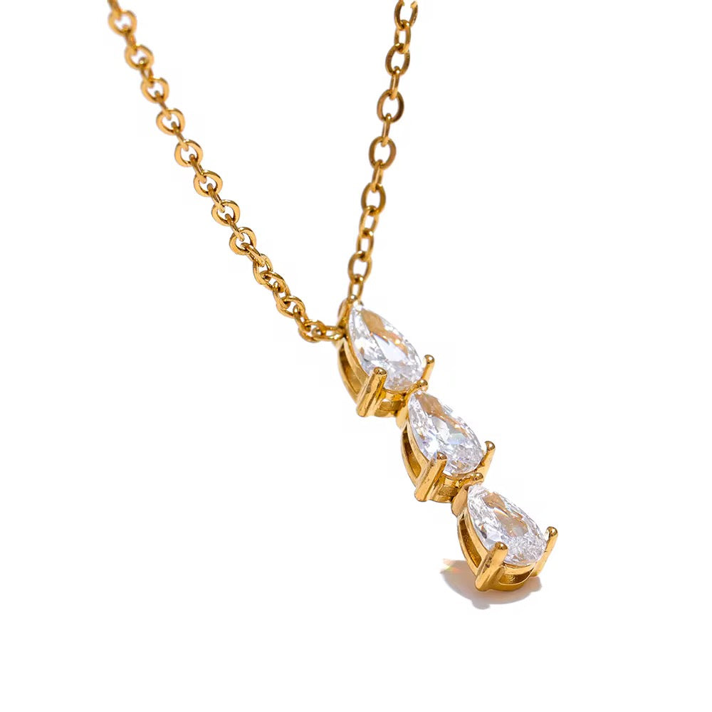 18K Teardrop Bar Dainty Necklace