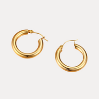 Smooth Tube Round Hoops in 18K Gold-Plating