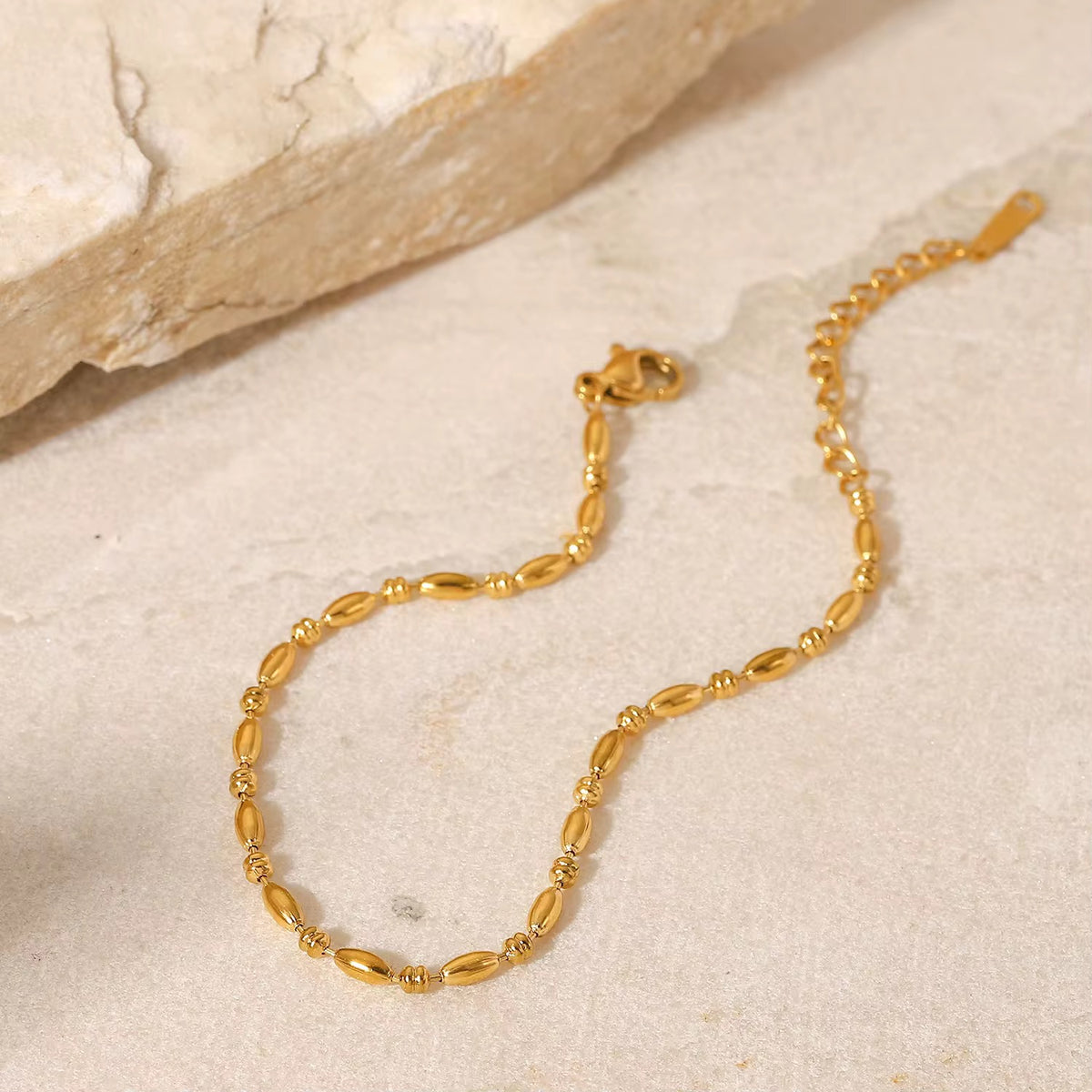 18K Oval Beaded Bracelet