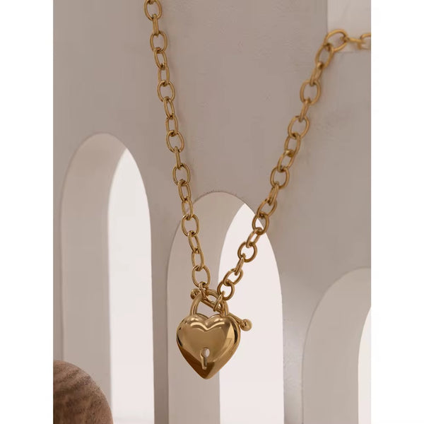 18K Heart Lock Chain Necklace