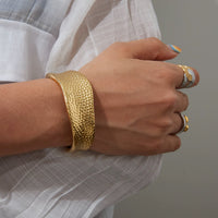 18K Irregular Textured Statement Cuff Bangle