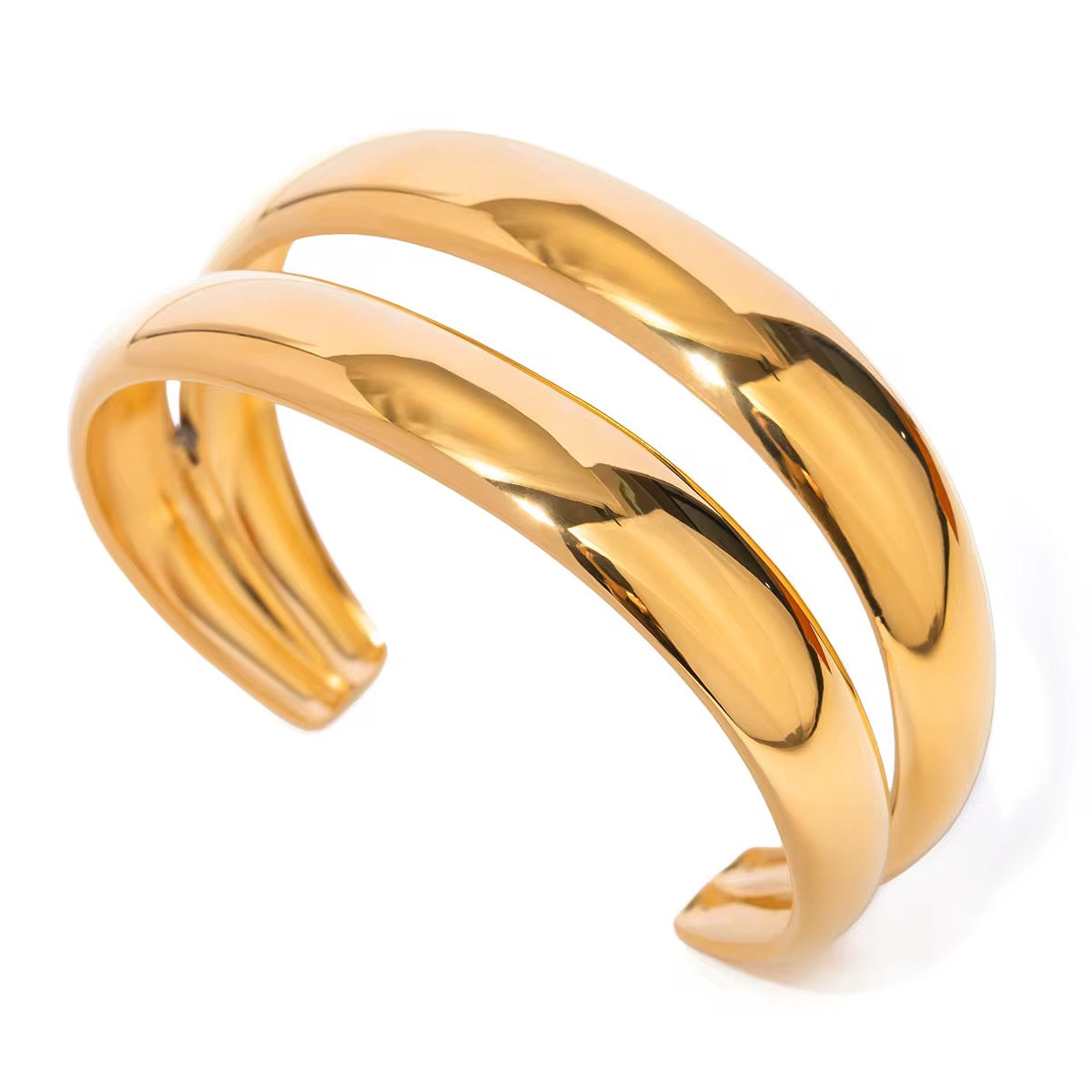18K Convex Open Cuff Bangle