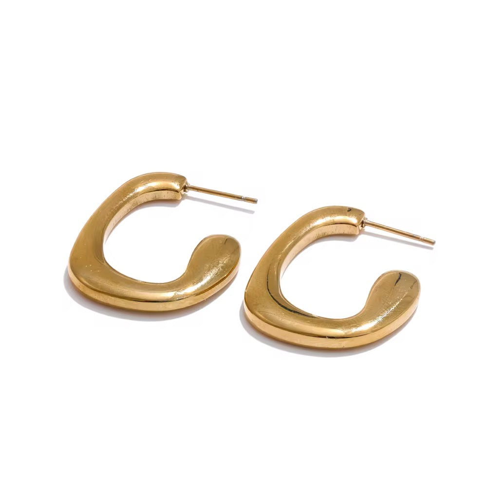 18K Chunky Irregular Open Hoops