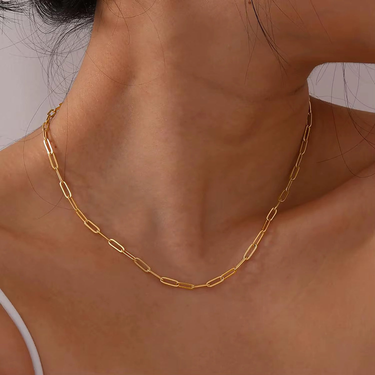18K Classic Medium Paper Clip Necklace