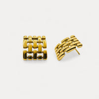 Square Mesh Studs in 18K Gold-Plating